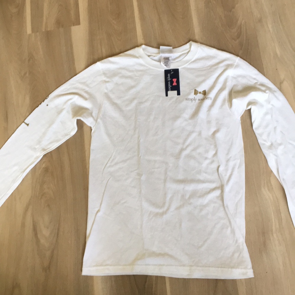 simply Southern white and gold shirt long sleeve